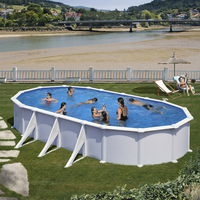 Kit piscine hors-sol Atlantis acier blanc ovale 6 renforts 730 x 375 x H132 cm