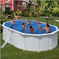 Kit piscine hors-sol Azores acier blanc ovale 2 renforts 500 x 350 x H132 cm
