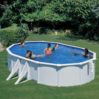 Kit piscine hors-sol Bora Bora acier blanc ovale 4 renforts 610 x 375 x H120 cm