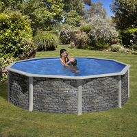 Kit piscine hors-sol Corcega acier aspect pierre ronde Ø460 x H132cm