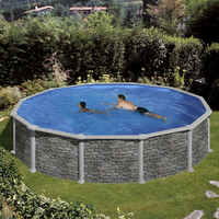 Kit piscine hors-sol Corcega acier aspect pierre ronde Ø550 x H132cm