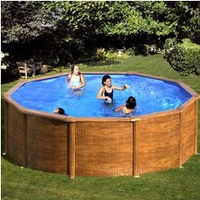 Kit piscine hors-sol Maldivas acier aspect bois ronde Ø350 x H132 cm