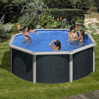 Kit piscine hors-sol Rattan acier aspect rotin ronde Ø350 x H132 cm