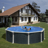 Kit piscine hors-sol Rattan acier aspect rotin ronde Ø460 x H132 cm