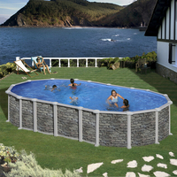 Kit piscine hors-sol Santorini acier aspect pierre ovale 3 renforts