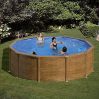 Kit piscine hors-sol Sicilia acier aspect bois ronde Ø350 x H120 cm