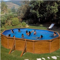 Kit piscine hors-sol Pacific acier décor bois ovale 610 x 375 x H120 cm