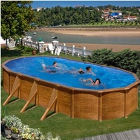 Kit piscine hors-sol Pacific acier décor bois ovale 730 x 375 x H120 cm