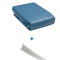 Liner bleu uni overlap Ø4,57m + 15 baguettes