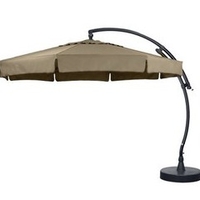 Parasol déporté rond 350 taupe avec flap