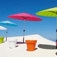 Parasol rond à mât droit Liam Écru Ø 270