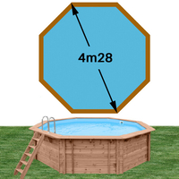 Piscine bois octo 428 x 117 bleu france