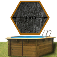 Piscine bois vanille premium plus Hexa 410 x 119 ardoise