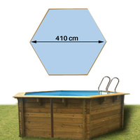 Piscine bois vanille premium hexa 410 x 119 bleu pale