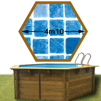 Piscine bois Vanille Premium Plus Hexa 410 x 119 persia bleu