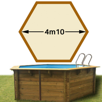 Piscine bois Vanille Premium Plus Hexa 410 x 119 sable