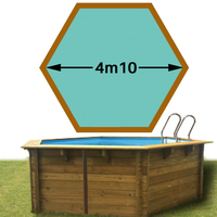 Piscine bois Vanille Premium Plus Hexa 410 x 119 vert caraibe