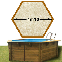 Piscine bois Vanille Premium Plus Hexa Hexa 410 x 119 stone sable
