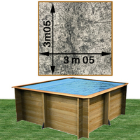 Piscine bois woodfirst original carre stone gris 300x300x120