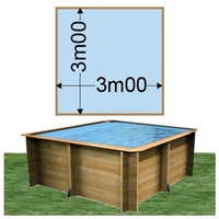 Piscine bois Woodfirst Original carrée 300 x 300 x 120 cm liner bleu pâle