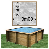 Piscine bois Woodfirst Original carrée 300 x 300 x 120 cm liner marbre gris