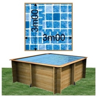 Piscine bois Woodfirst Original carrée 300 x 300 x 120 cm liner persia bleu