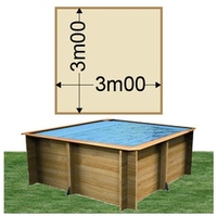 Piscine bois Woodfirst Original carrée 300 x 300 x 120 cm liner sable