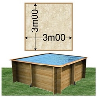 Piscine bois Woodfirst Original carrée 300 x 300 x 120 cm liner stone sable