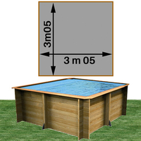Piscine bois Woodfirst Original carrée 305 x 305 x 120 cm liner gris clair