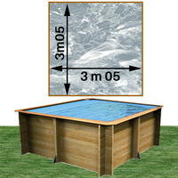 Piscine bois Woodfirst Original carrée 305 x 305 x 120 cm liner marbre gris