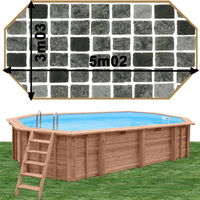 Piscine bois Woodfirst Original octo allongée 502 x 303 x 120 cm liner persia anthracite