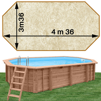 Piscine bois Woodfirst Original octo allongée 436 x 336 x 120 liner stone sable