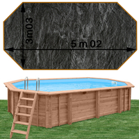 Piscine bois Woodfirst Original octo allongée 502 x 303 x 120 cm liner ardoise