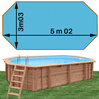 Piscine bois Woodfirst Original octo allongée 502 x 303 x 120 cm liner bleu France