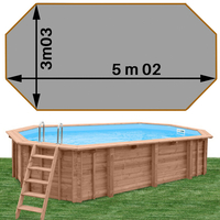 Piscine bois Woodfirst Original octo allongée 502 x 303 x 120 cm liner gris clair