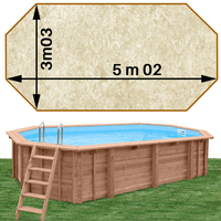 Piscine bois Woodfirst Original octo allongée 502 x 303 x 120 cm liner stone sable