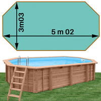Piscine bois Woodfirst Original octo allongée 502 x 303 x 120 cm liner vert caraïbes