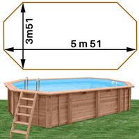 Piscine bois Woodfirst Original octo allongée 551 x 351 x 120 liner blanc