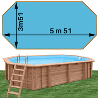 Piscine bois Woodfirst Original octo allongée 551 x 351 x 120 liner bleu France