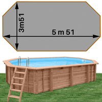 Piscine bois Woodfirst Original octo allongée 551 x 351 x 120 liner gris clair