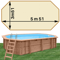 Piscine bois Woodfirst Original octo allongée 551 x 351 x 120 liner sable