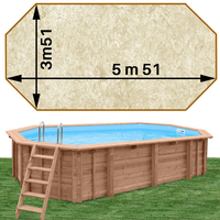 Piscine bois Woodfirst Original octo allongée 551 x 351 x 120 liner stone sable
