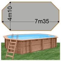 Piscine bois Woodfirst Original octo allongée 735 x 410 x 138 cm liner gris clair