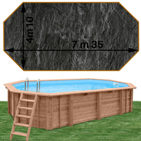 Piscine bois Woodfirst Original octo allongée 755 x 456 x 146 cm liner ardoise