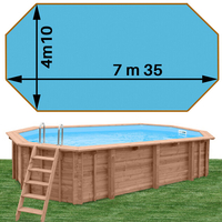 Piscine bois Woodfirst Original octo allongée 735 x 410 x 138 cm liner bleu France