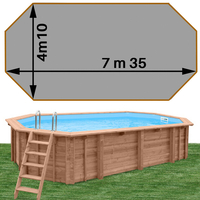 Piscine bois Woodfirst Original octo allongée 735 x 410 x 138 cm liner gris clair
