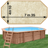 Piscine bois Woodfirst Original octo allongée 735 x 410 x 138 cm liner stone sable