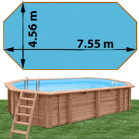 Piscine bois Woodfirst Original octo allongée 755 x 456 x 146 cm liner bleu France