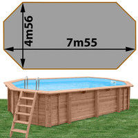 Piscine bois Woodfirst Original octo allongée 755 x 456 x 146 cm liner gris clair