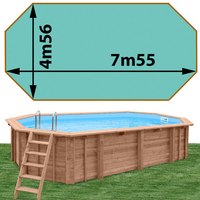 Piscine bois Woodfirst Original octo allongée 755 x 456 x 146 cm liner vert varaïbes